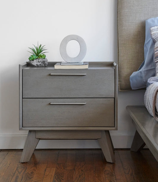 Rainier Night Stand 2 Drawer in Grey